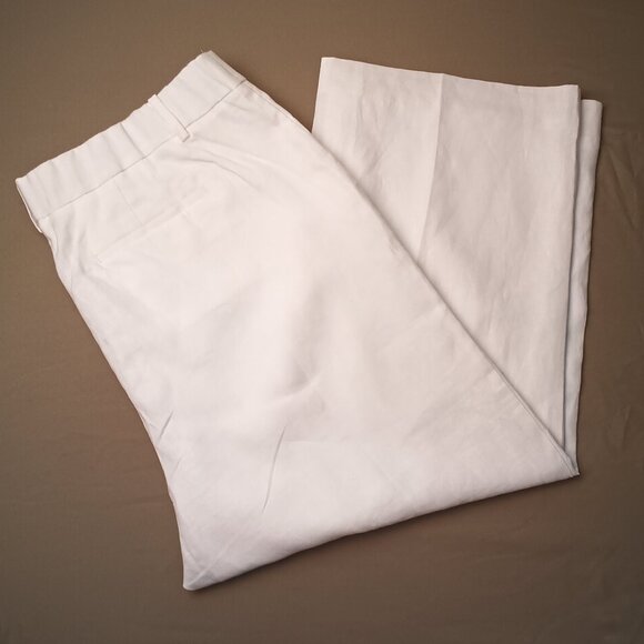 Talbots Linen Pants Size 18 High Rise Wide Leg White Color - Picture 1 of 10